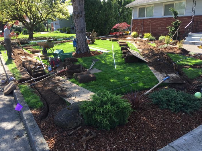 during-sprinkler-installation-front-yard-2 Sprinkler installation process. Front yard #2.